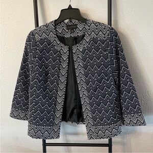 Investments Navy White Open Front Blazer Size 8